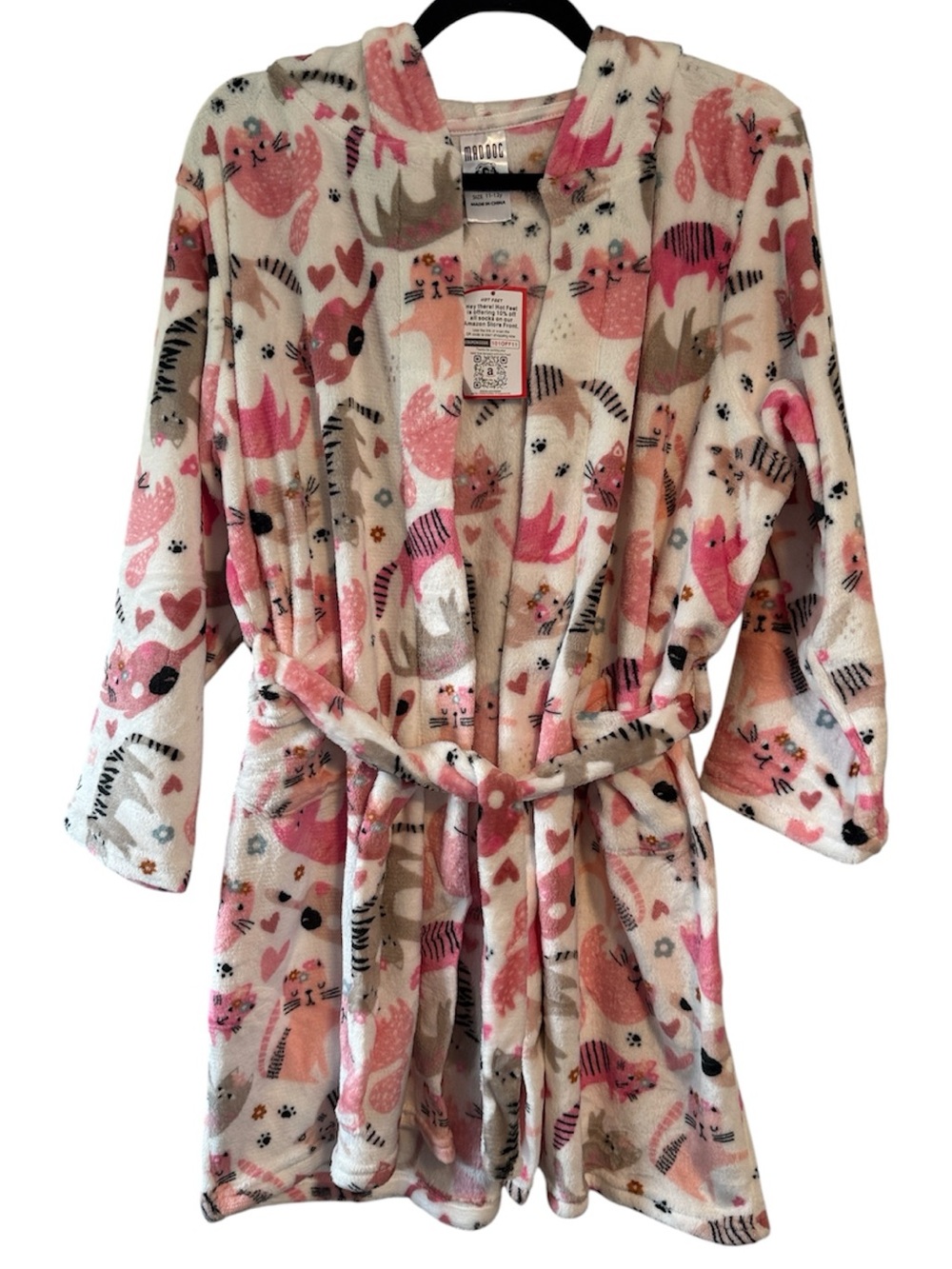 Mad Dog Cat Print Super Soft Kid’s Robe NWT